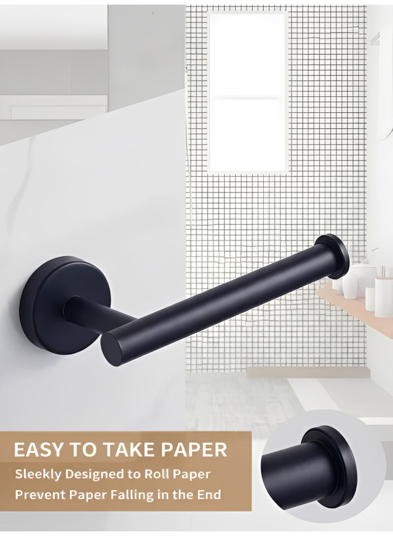 بيلانو رف مناديل مطبخ بدون تخريم، علاقة ورق تواليت ستانلس ستيل، حامل رول جداري للمطبخ والحمام أسود 2 قطعة - Image 4